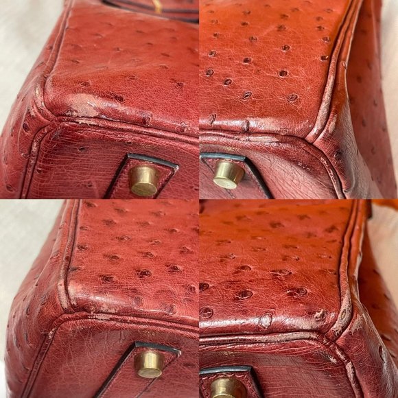 HERMES Vintage 2000 Birkin 35 Ostrich Leather Burgundy Tote GHW - Picture 8 of 12